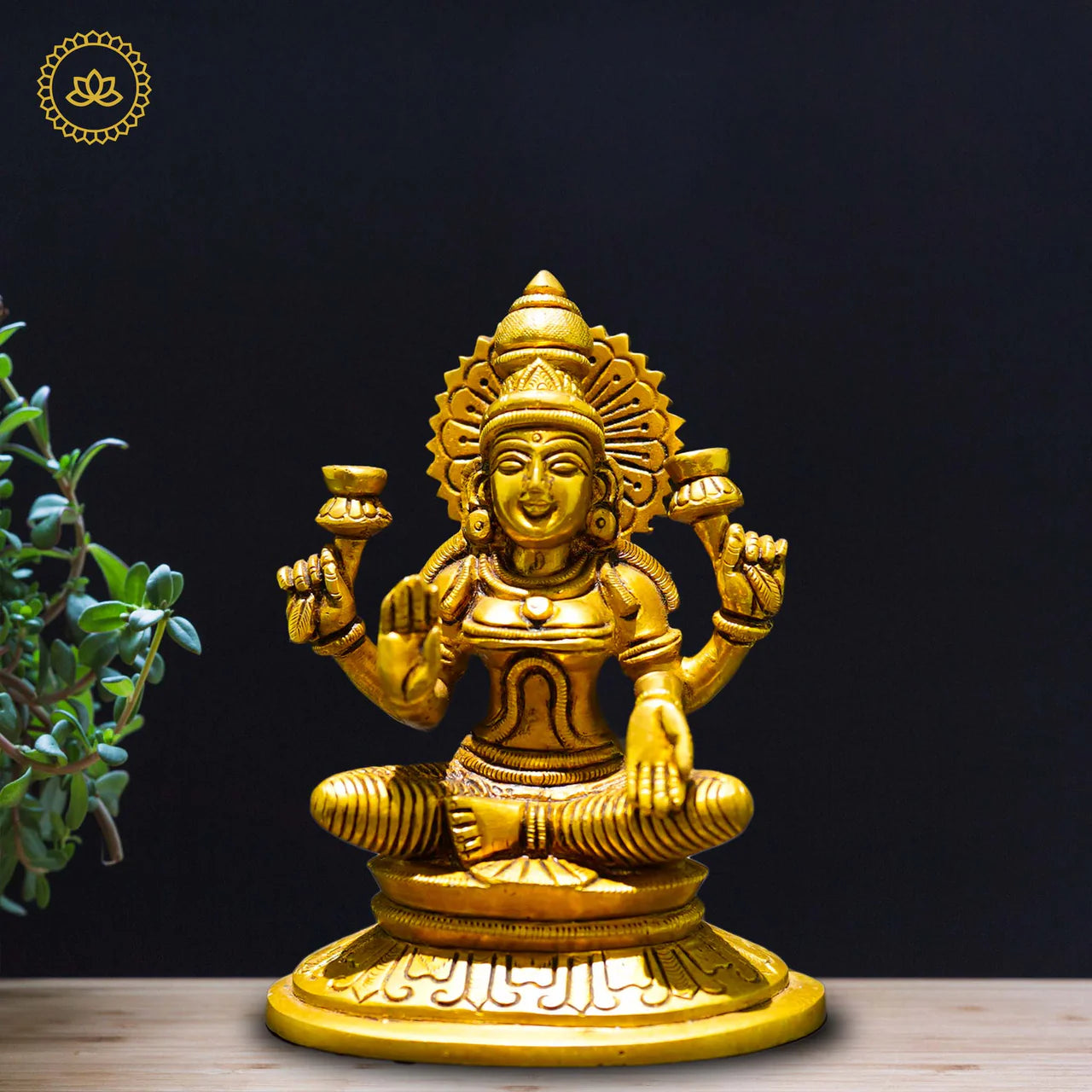 Brass Lakshmi Sitting - Goddess of Prosperity and Abundance Mytrendzcart
