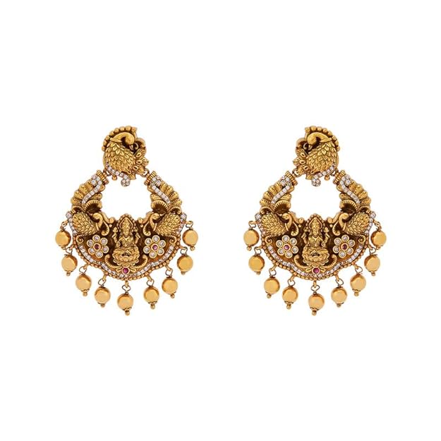 Kushal's Fashion Jewellery Ruby Gold Plated Ethnic Antique Earring - 406685 Mytrendzcart