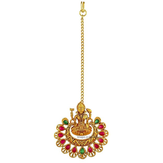 Om Jewells Bridal Jewellery Gold Plated Maang Tikka Studded With Kundan Stones For Girls And Women MT1000604 Mytrendzcart