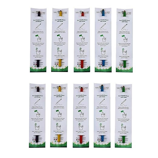 GIFTONETREE Eco Friendly Plantable Seed Pencils | Pack of 10 Single Pencils | Best for Distributing in School on Birthday | Return Gift Mytrendzcart
