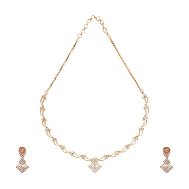 Kushal's Fashion Jewellery White Gold Plated Zircon Necklace Set - 416140 Mytrendzcart