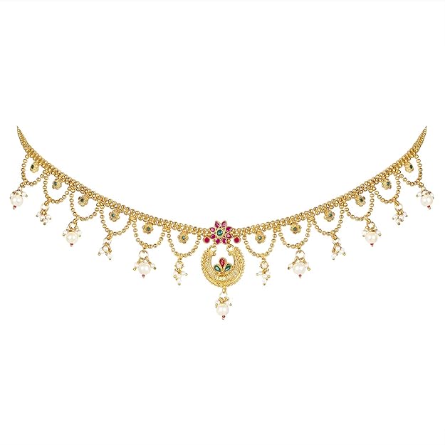 Peora Gold Plated Kundan Pearl Kamar Band Kamar Patta Belly Waist Chain Women Girls Jewellery Indian Traditional Ethnic Wedding Mytrendzcart
