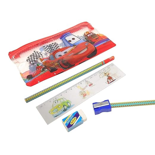 ShubhKraft Birthday Party Return Gift in Bulk for Kids | MultiPrint School Pencil Pouch with Zipper Lock | Stationery Case with Pencil/Eraser/Sharpner/Scale (Pack of 12, Multicolor) Mytrendzcart