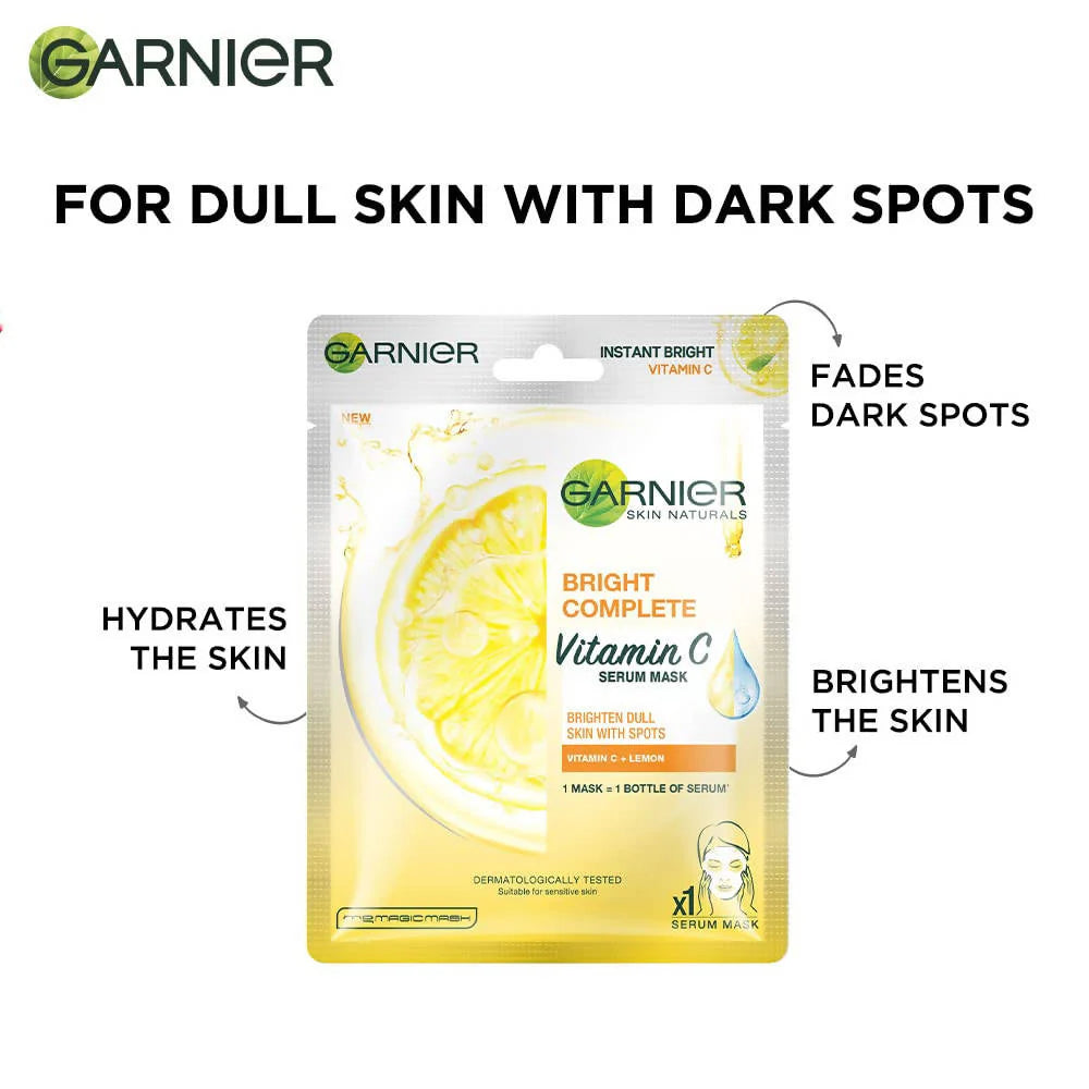 Garnier Bright Complete Vitamin C Serum Sheet Mask -28 gm Mytrendzcart