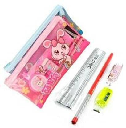 ShubhKraft Birthday Party Return Gift in Bulk for Kids | MultiPrint School Pencil Pouch with Zipper Lock | Stationery Case with Pencil/Eraser/Sharpner/Scale (Pack of 12, Multicolor) Mytrendzcart