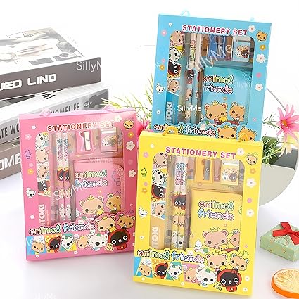 12 pcs Cute Cartoon Stationery Set - Includes Pencil scale , eraser note - Return Gifts Birthday Party for kids - Best Birthday Return Gifts for Kids in Bulk - Return Gifts for Kids Age 3 4 5 6 7 8 12 Mytrendzcart
