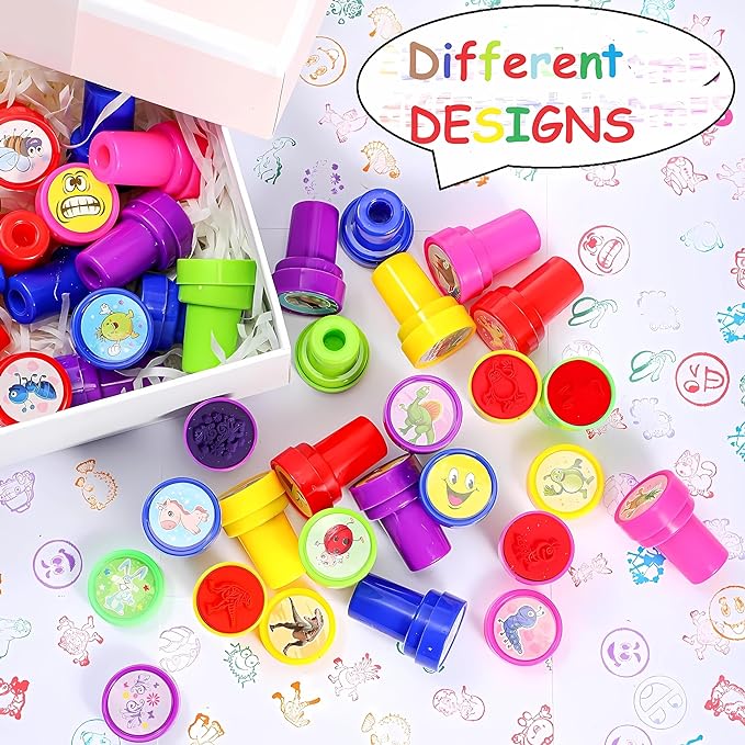 SILLYME 30Pc Stamps For Kids- Fancy Stationery Items For Girls Boys- Best Return Gifts Birthday Party For Kids In Bulk- Stamp Art Craft Mytrendzcart