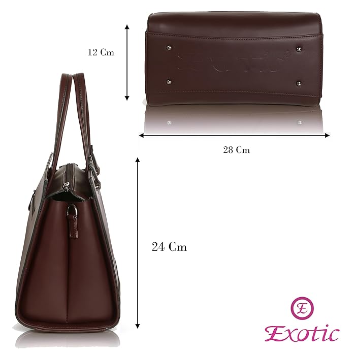 EXOTIC Women Feminina Solid Top Handle Tote Hand Bag (BLACK) - Mytrendzcart