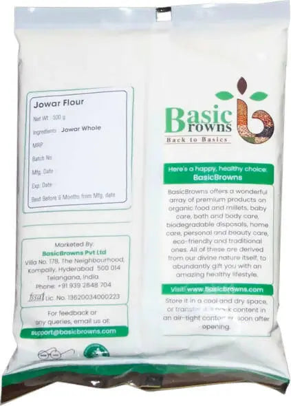 BasicBrowns Jowar Flour -500 gm - Mytrendzcart