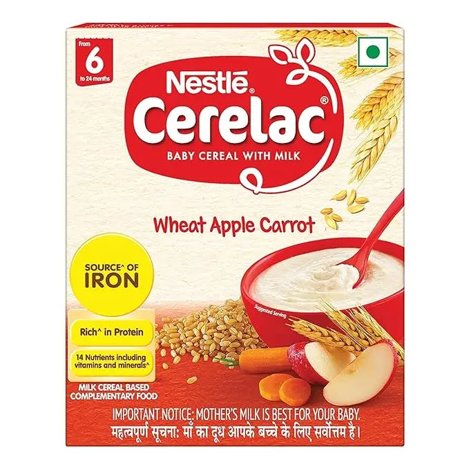 CERELAC Nestle Cerelac Baby Cereal With Milk , Wheat Apple Carrot ,Stage 1, From 6 To 24 Months , Source Of Iron & Protein , 300G - Mytrendzcart
