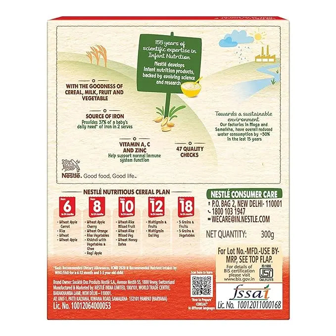 CERELAC Nestle Cerelac Baby Cereal With Milk , Wheat Apple Carrot ,Stage 1, From 6 To 24 Months , Source Of Iron & Protein , 300G - Mytrendzcart