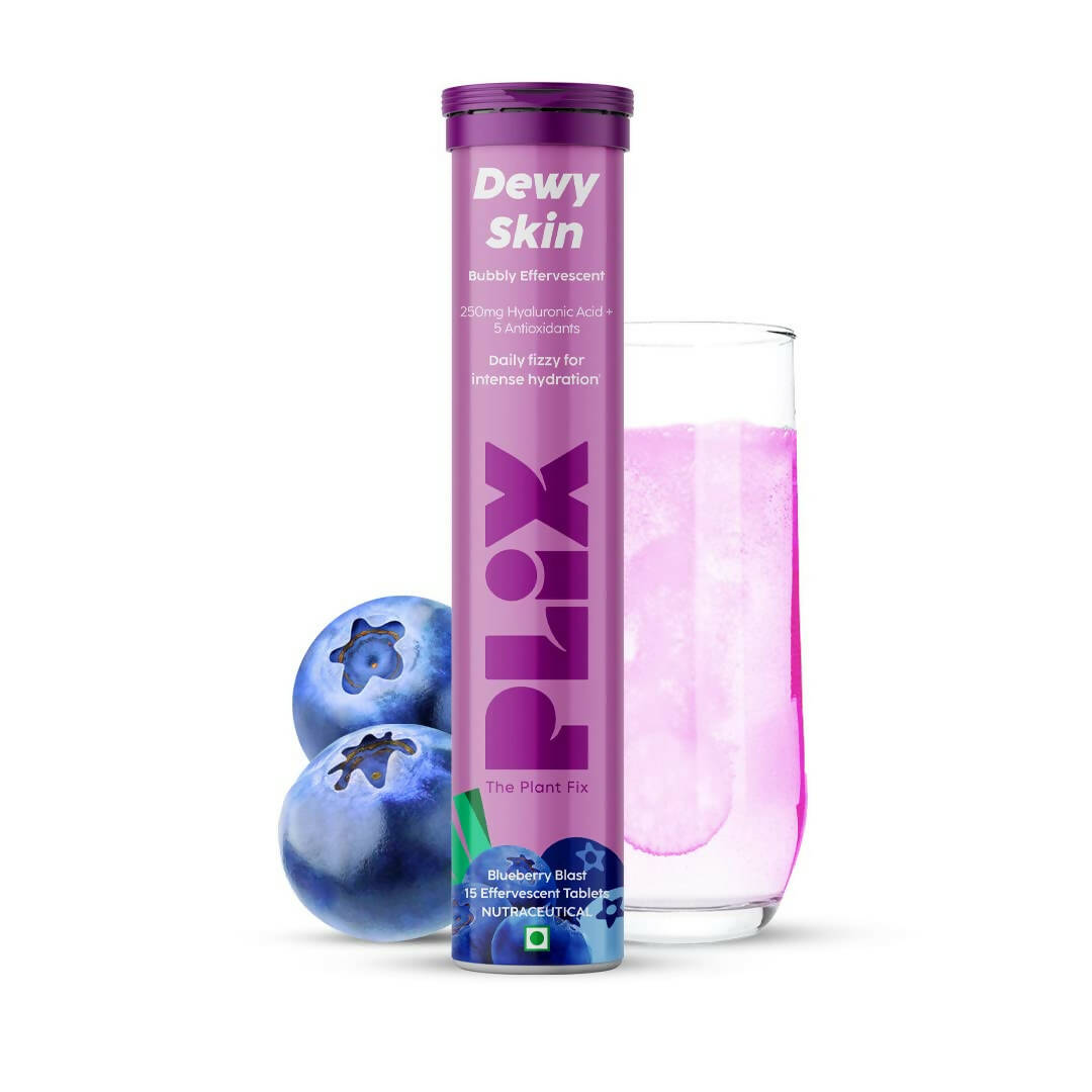 PLIX The Plant Fix Dewy Skin Hyaluronic Acid Effervescent Tablets For Radiant Skin - Blueberry - Mytrendzcart