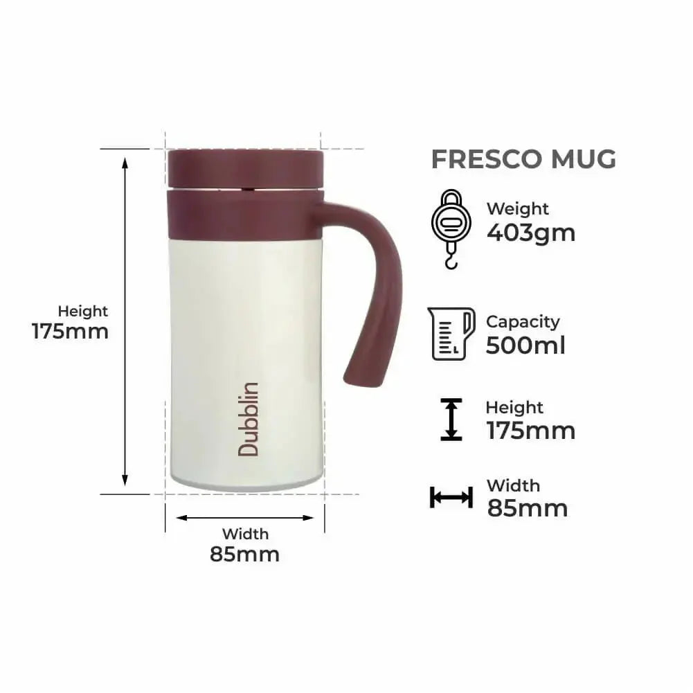 Dubblin Fresco Stainless Steel Mug -500 ml - Black - Mytrendzcart