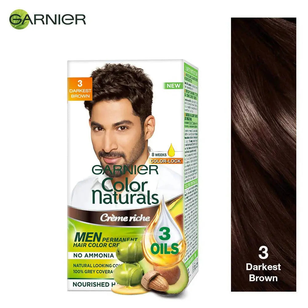 Garnier Color Naturals Creme Riche Men Hair Color - Shade 3 Darkest Brown -30ml+30gm - Mytrendzcart