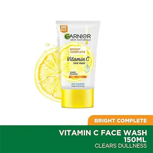 Garnier Skin Naturals Bright Complete Vitamin C Face Wash - Vitamin C Face Wash For Brighter and Glowing Skin - Daily Cleanser Suitable For all Skin Types, 150g - Mytrendzcart