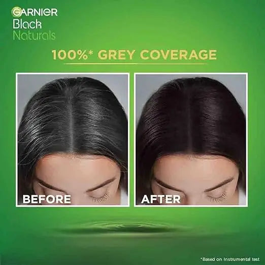 Garnier, Hair Colouring Crème, 100% Grey Coverage, Softening and Increased Shine, Black Naturals, 4.0 Natural Brown, 20g + 20ml - Mytrendzcart