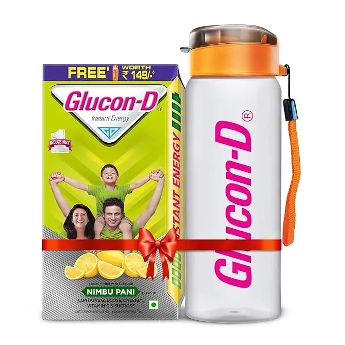 Glucon-D Nimbu Pani Glucose Powder With Free Sipper(1Kg)| For Tasty & Healthy Tangy Flavoured Glucose Drink| Provides Instant Energy| Vitamin C Supports Immunity| Contains Calcium For Bone Health - Mytrendzcart