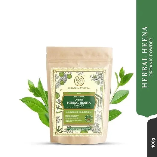 Khadi Natural Herbal Henna Organic Powder, 100g - Green| Herbal Hair Colour | Natural Henna Powder for Hair | Free From Harsh Chemicals | Suitable for All Hair Types - Mytrendzcart