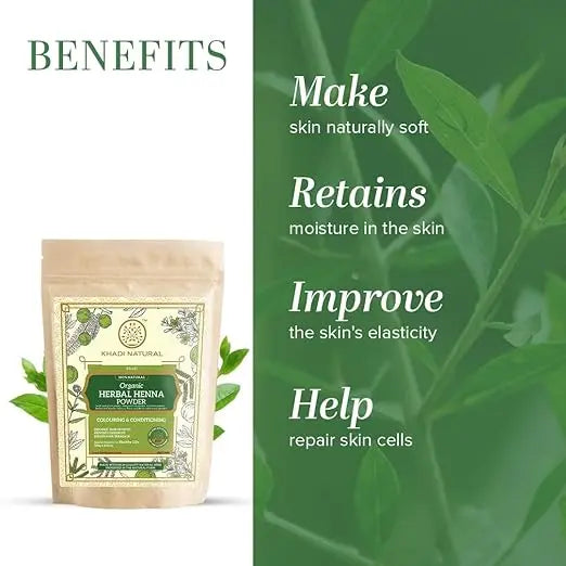 Khadi Natural Herbal Henna Organic Powder, 100g - Green| Herbal Hair Colour | Natural Henna Powder for Hair | Free From Harsh Chemicals | Suitable for All Hair Types - Mytrendzcart