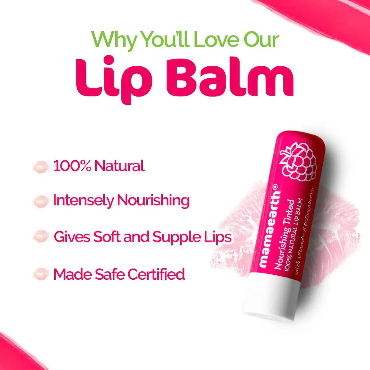 Mamaearth Vitamin E and Raspberry Tinted 100% Natural Lip Balm -4 gm - Mytrendzcart