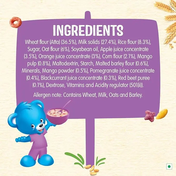 NESTLÉ CEREGROW Kids Cereal-Multigrain,Milk &Fruits|Rich in Iron, Calcium & Protein|Nutrient-Rich Tasty Breakfast |NO Added Colors or Flavors|16 Nutrients for Growth |300g - Mytrendzcart