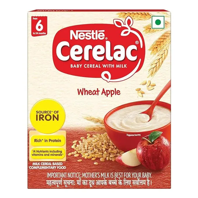 Nestle Cerelac Baby Cereal with Milk , Wheat Apple ,Stage 1, From 6 to 24 Months , Source of Iron & Protein , 300g - Mytrendzcart