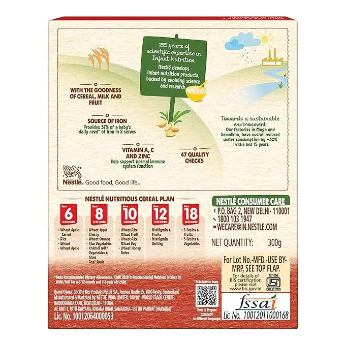 Nestle Cerelac Baby Cereal with Milk , Wheat Apple ,Stage 1, From 6 to 24 Months , Source of Iron & Protein , 300g - Mytrendzcart
