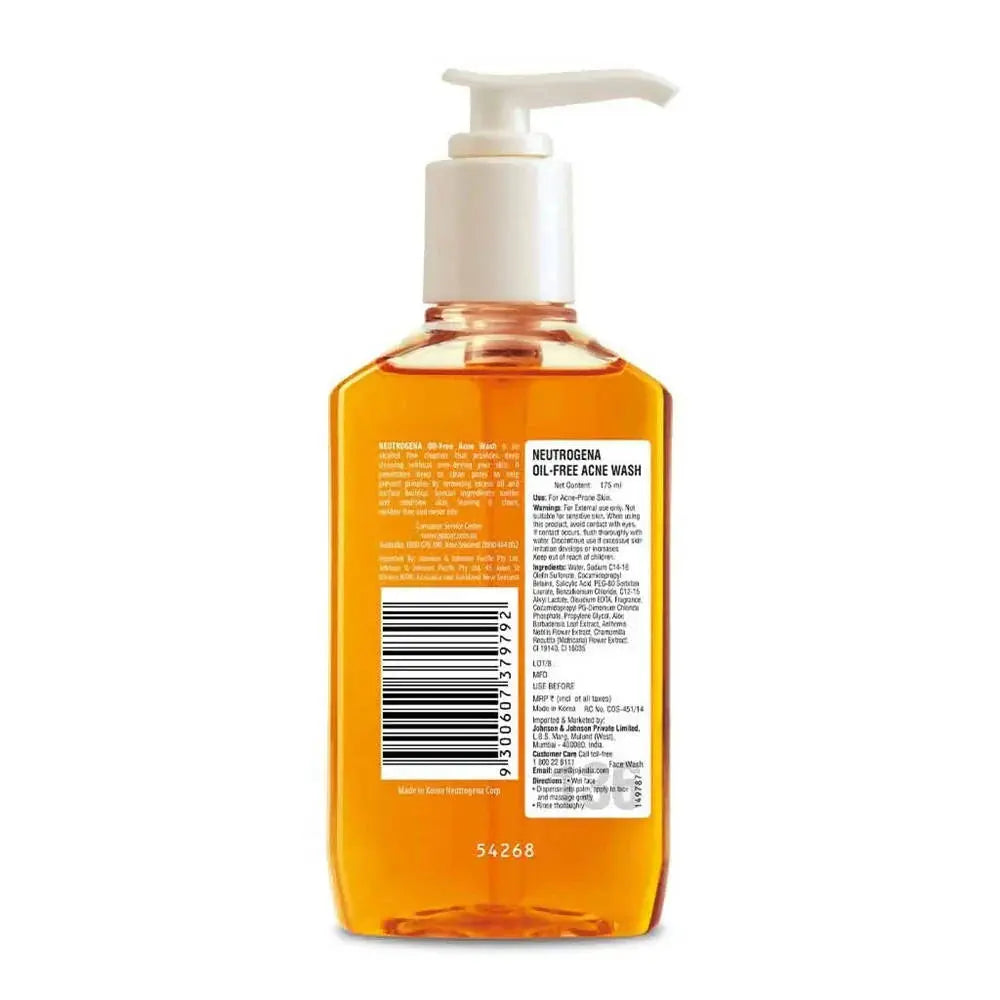 Neutrogena Oil-Free Acne Wash -175 ml - Mytrendzcart