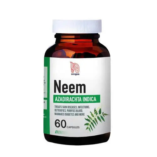 Nirogam Neem Azadirachta Indica Capsules -Pack of 2 - 60 Capsules - Mytrendzcart
