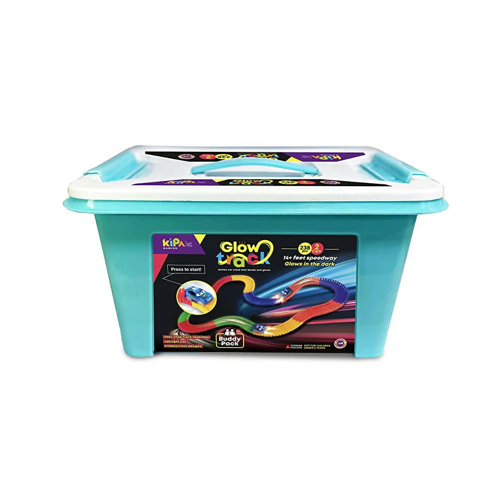 Kipa 2 Magic Race car with 238 Bend Flex and Glow Tracks, Plastic Magic 14 Feet Long Flexible Tracks Car Play Set for Kids (Multi Color) Mytrendzcart