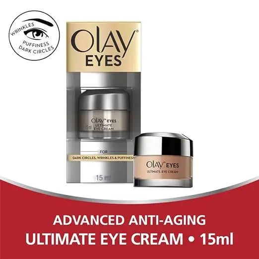 Olay Ultimate Eye Cream | Reduces Dark Circle, Wrinkles and Puffiness | With Peptides and Niacinamide l Normal, Oily, Dry & Combination Skin l Paraben & Sulphate Free | 15ml - Mytrendzcart