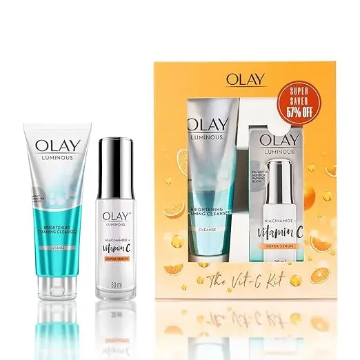 Olay Vitamin C Kit for 2X Glow | Vitamin C Serum with Free Cleanser l Even Glow and Smooth Texture | With Niacinamide l Normal, Oily, Dry & Combination Skin l Parabens & Sulphate free | Pack of 2 - Mytrendzcart