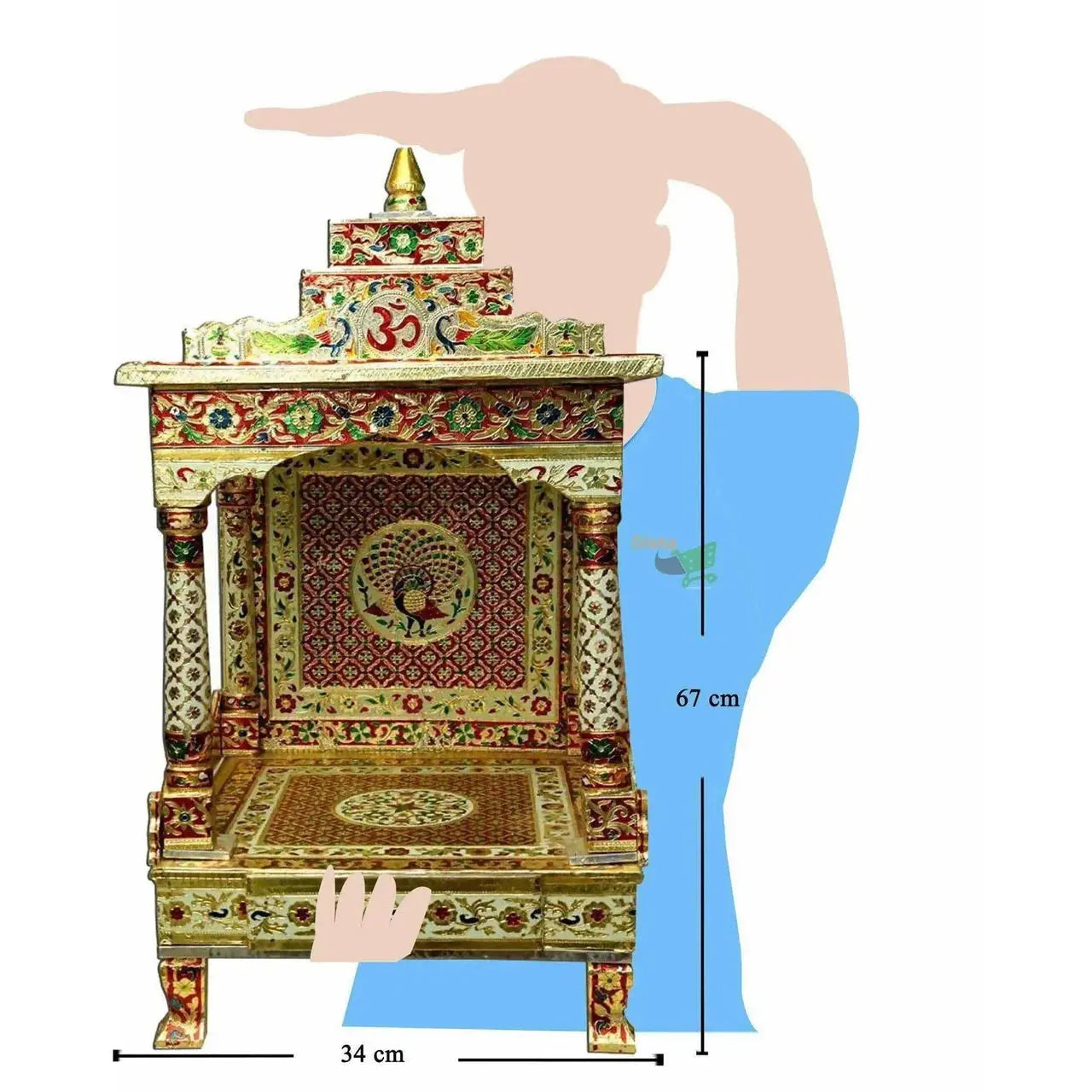 Silver Coated Multi Color Pooja Mandir / Pooja Mandiram Multi Color - Mytrendzcart