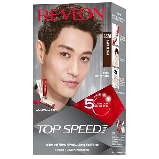 Revlon Top Speed Hair Color, Dark Brown 65M (Pack of 1) - Mytrendzcart