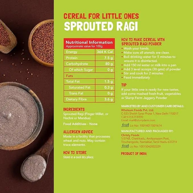 Slurrp Farm Ragi Trial Pack Combo, No Sugar No Salt, Rich in Calcium, Easy for Digestion, 50g each (Pack of 4) - Mytrendzcart