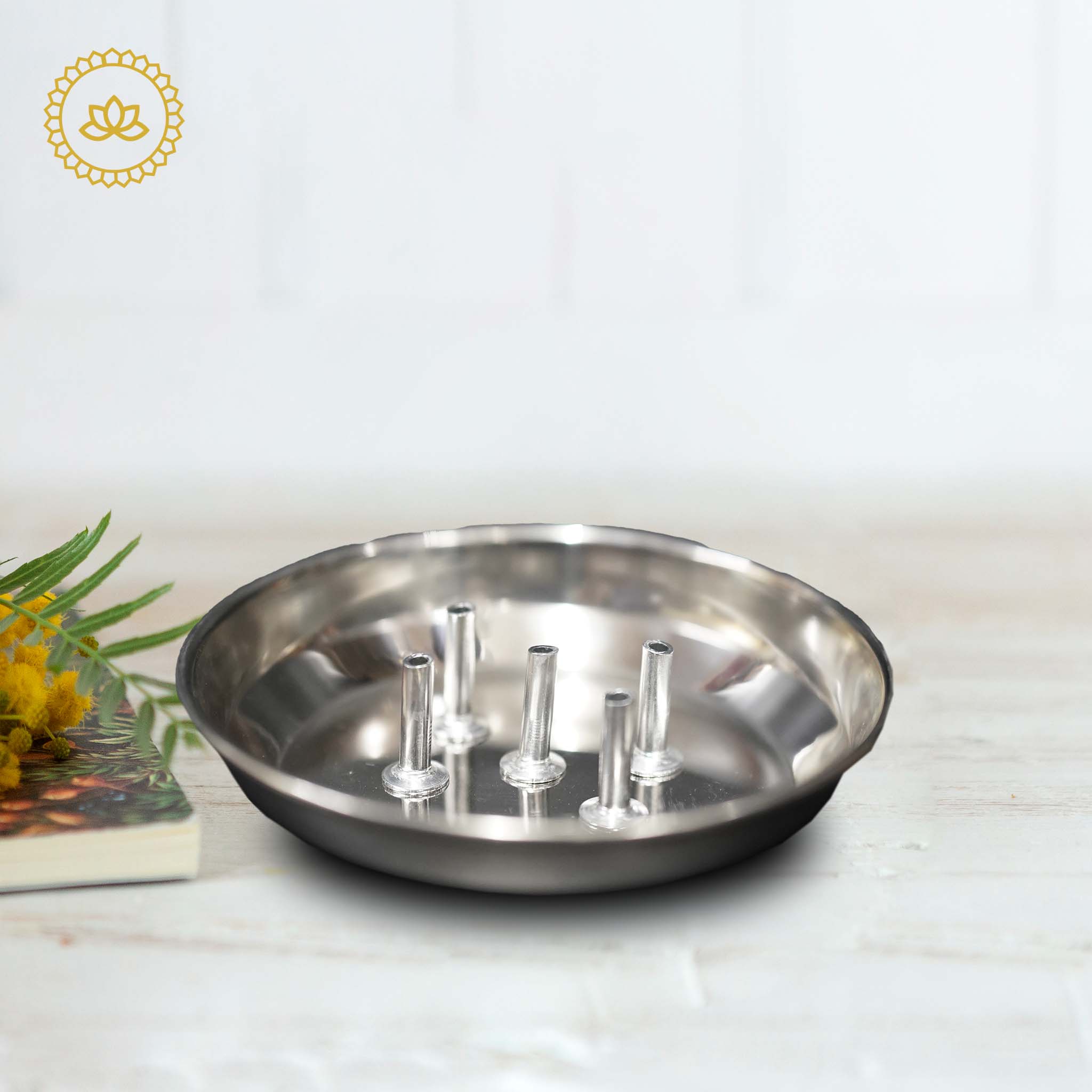Stainless Steel Agardan Plate: Graceful DŽcor for Discerning Devotees - Mytrendzcart