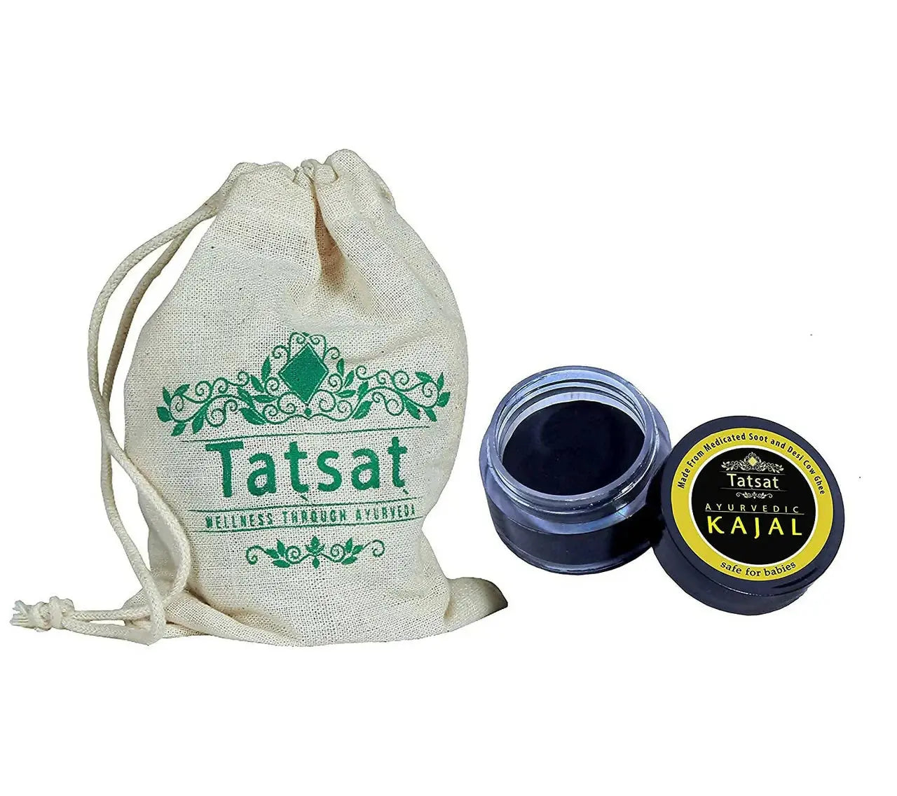 Tatsat 100% Natural Certified Ayurvedic Baby Kajal With Pure Herbs -3 gm - Mytrendzcart