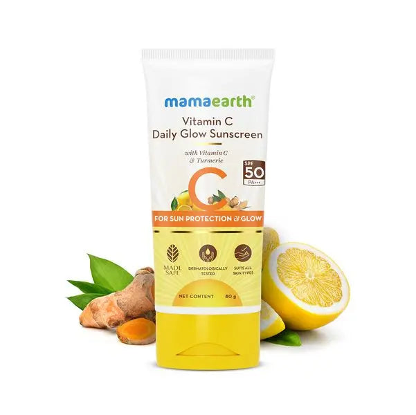 Vitamin C Daily Glow Sunscreen With Vitamin C & Turmeric for Sun Protection & Glow - 80 g - Mytrendzcart