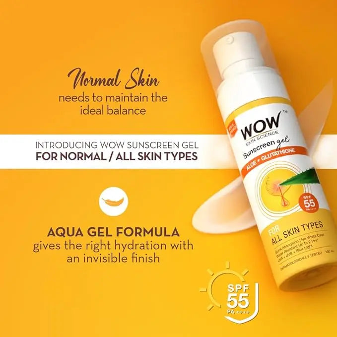 WOW Skin Science Sunscreen SPF 55 PA+++ Matte Look Ultra Light | Broad Spectrum- UVA&UVB Protection | All Skin Types | For Women & Men- 100ml - Mytrendzcart