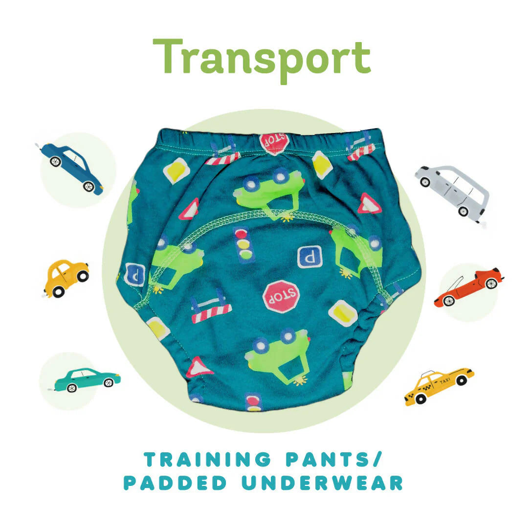 Kindermum Cotton Padded Pull Up Training Pants/Padded Underwear For Kids Sweet Treat & Transport-Set of 2 pcs -Small (7-9 Kgs) - set of 2 Mytrendzcart