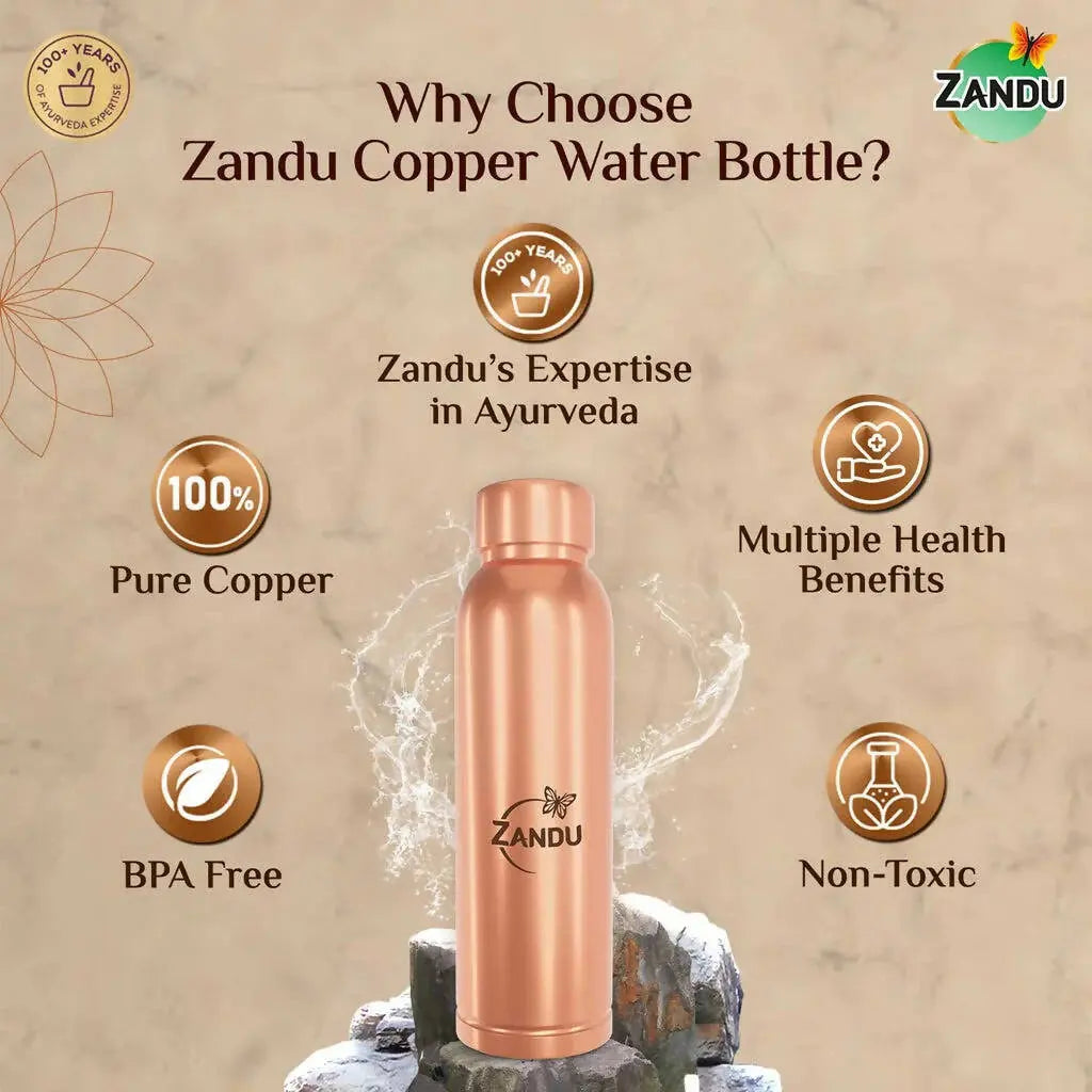 Zandu Copper Water Bottle -950 ml - Mytrendzcart