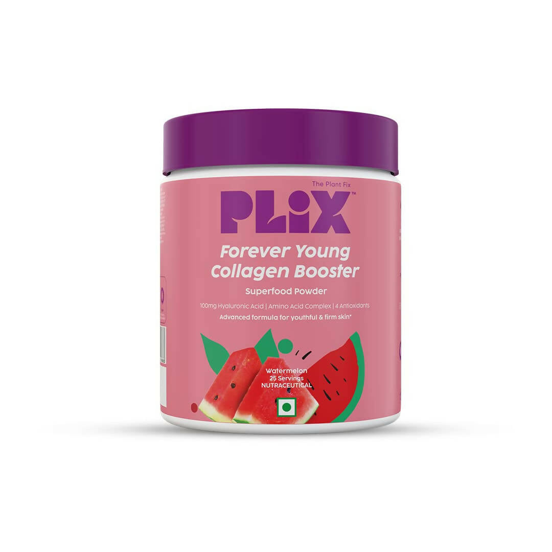 PLIX The Plant Fix Wholefood Forever Young Collagen Builder Powder for Skin - Watermelon - Mytrendzcart