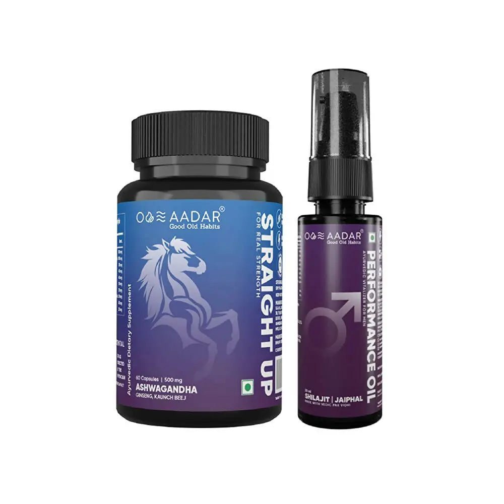 Aadar Ayurvedic Combo - Performance Oil & Straight Up Capsules - Mytrendzcart