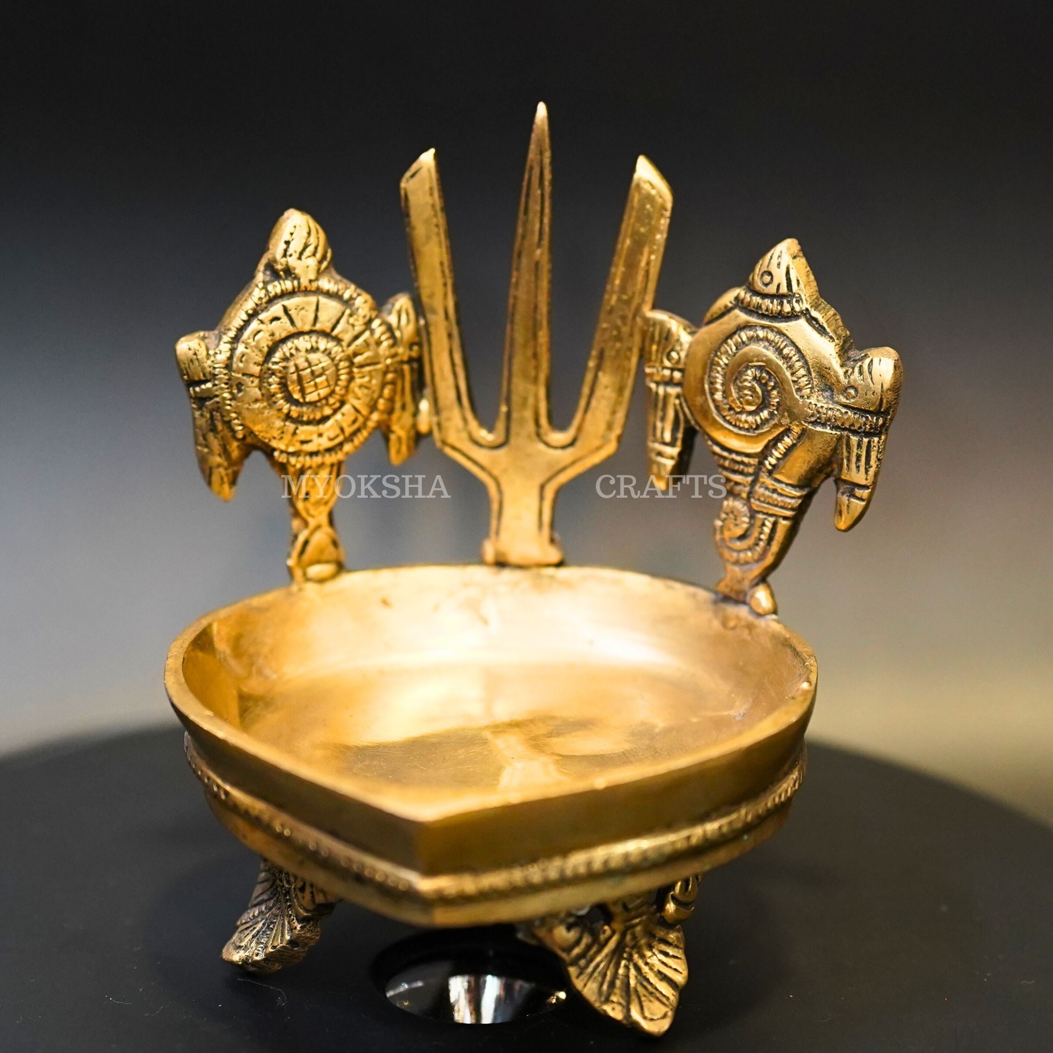 Brass Balaji Nama with Shankh Chakra Diya - Mytrendzcart