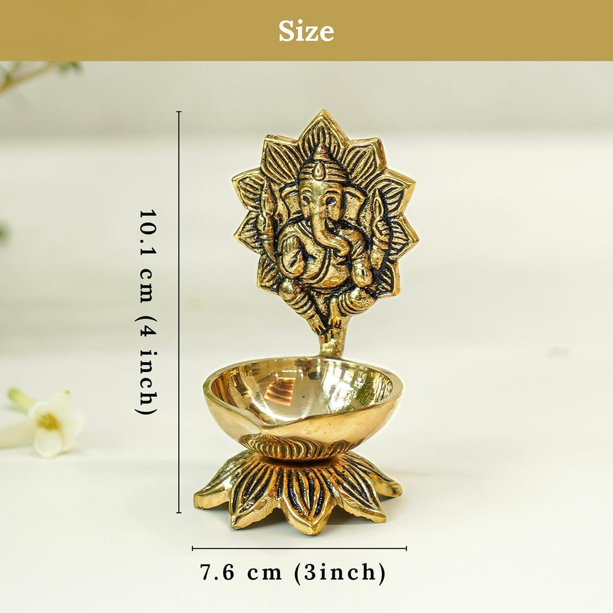 Brass Ganesh Diya & Kalpavriksh Gift Set
