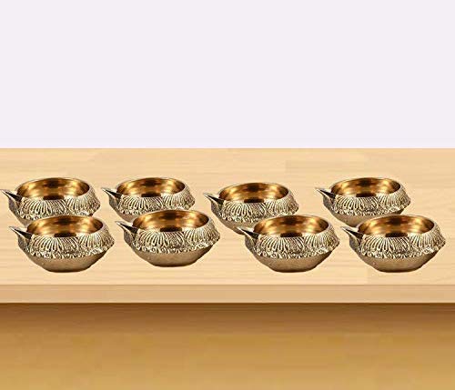 Brass Kuber Diya (Set of 10)