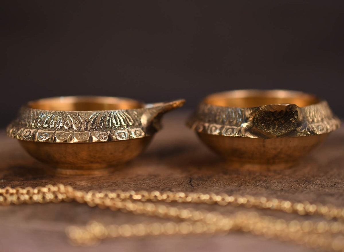 Brass Kuber Diya (Set of 10)