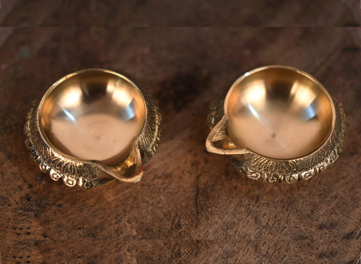 Brass Kuber Diya (Set of 10)