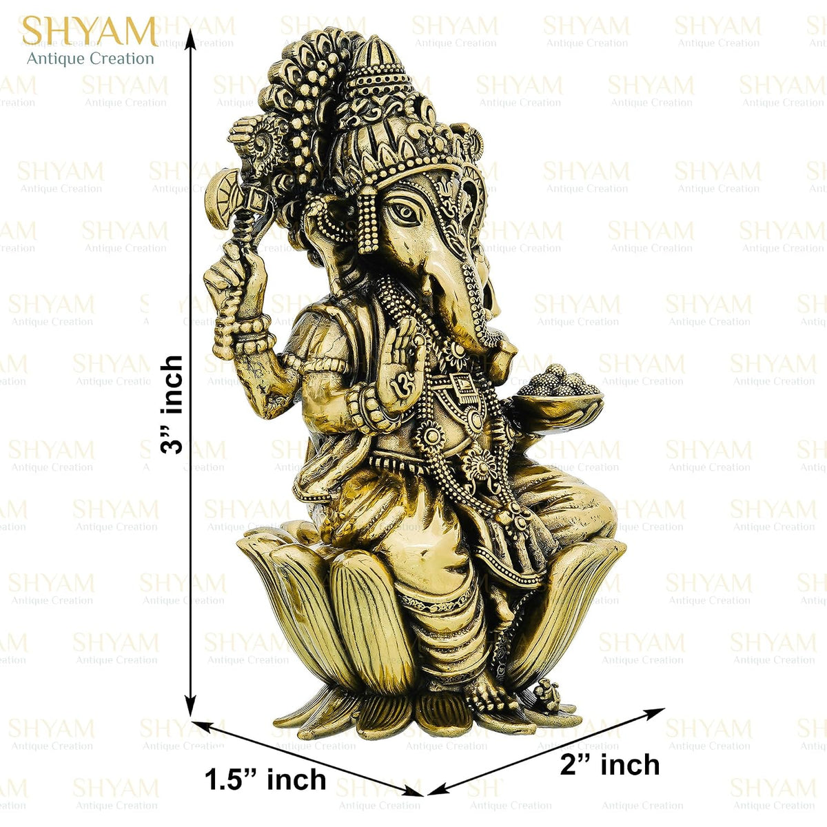 Brass Laxmi Ganesh Idol Pair - 3 Inch Sitting Murti