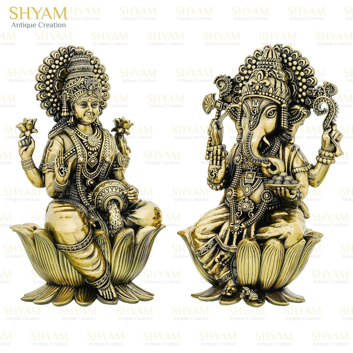 Brass Laxmi Ganesh Idol Pair - 3 Inch Sitting Murti